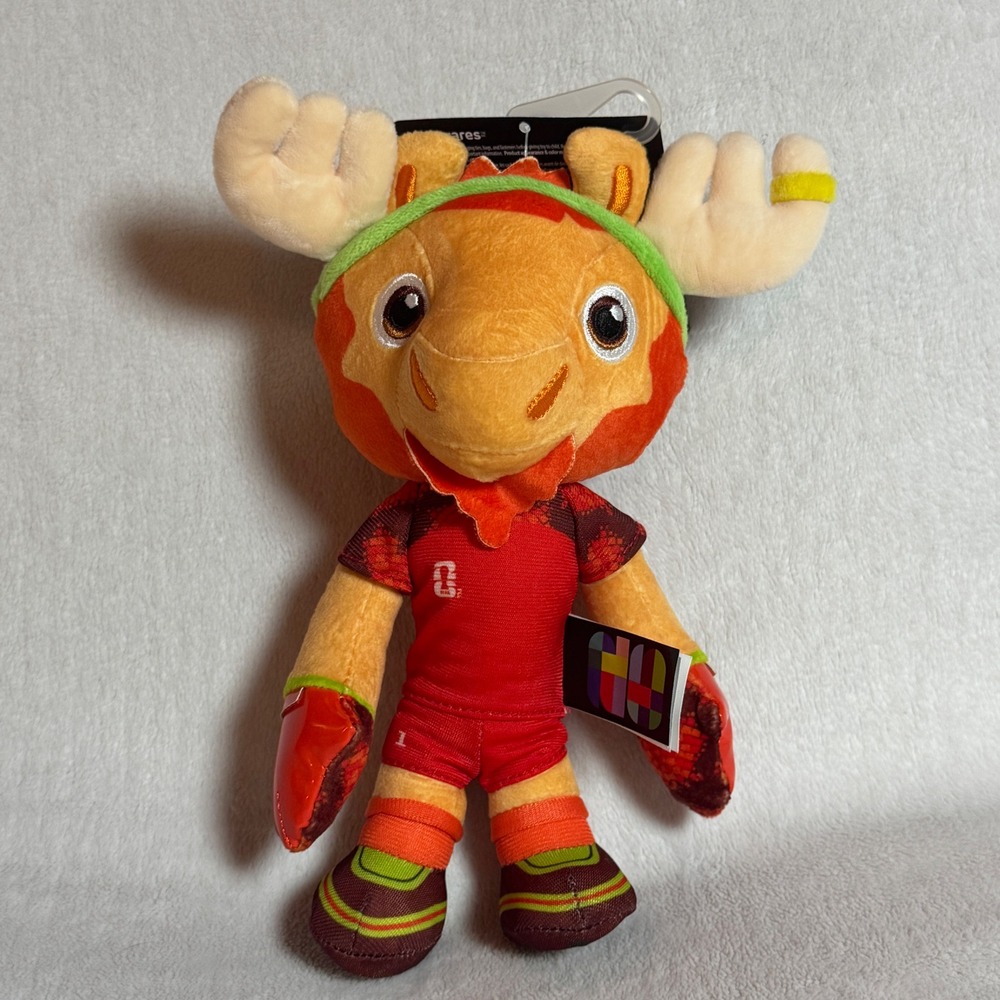 FIFA World Cup Canada Maple the Moose Orange & Red Mascot 9-Inch Plush- New